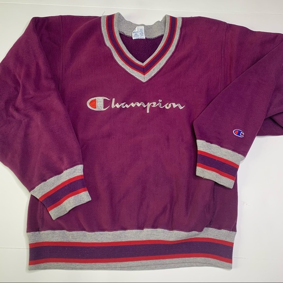vintage champion v neck sweatshirt